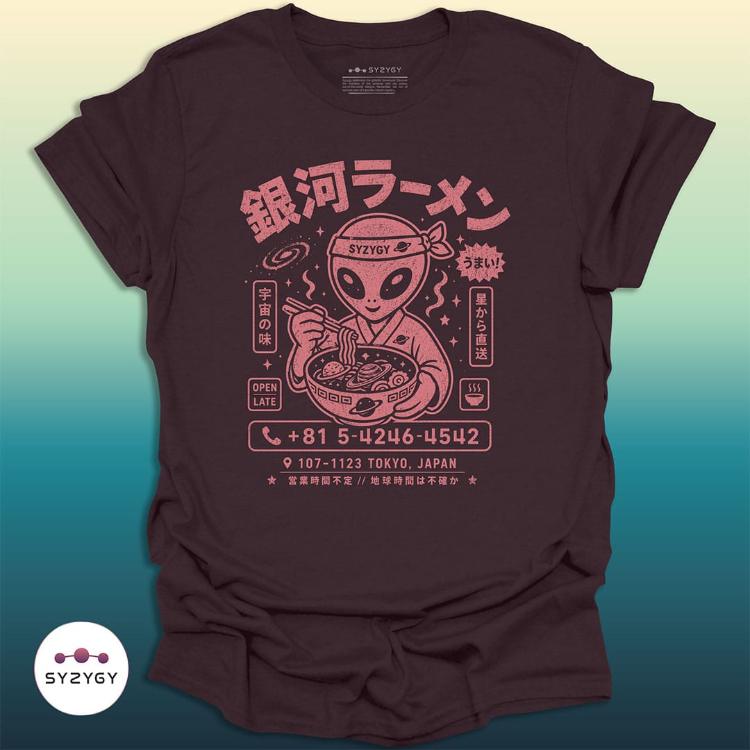 Syzygy Supply T-Shirt Dark Chocolate / S Galactic Ramen T-shirt Space Aliens UFO Apparel