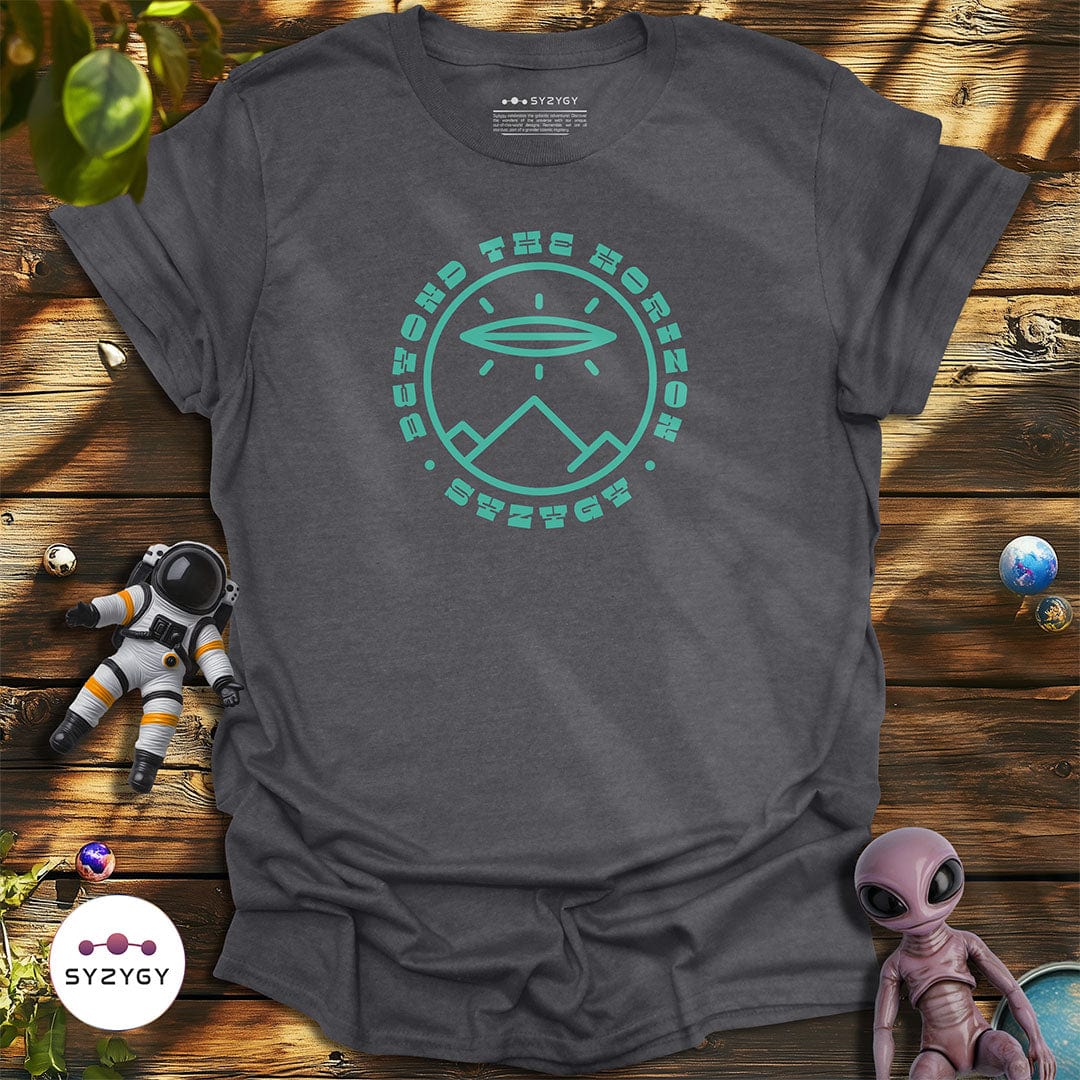 Syzygy Supply T-Shirt Dark Heather Grey / S Beyond the Horizon T-shirt Space Aliens UFO Apparel