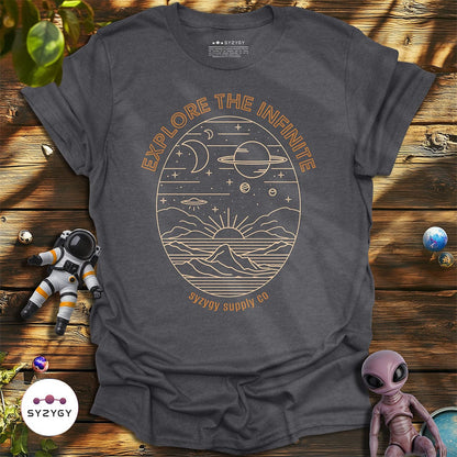 Syzygy Supply T-Shirt Dark Heather Grey / S Explore the Infinite T-shirt Space Aliens UFO Apparel