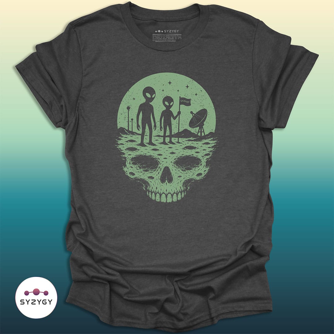 Syzygy Supply T-Shirt Dark Heather Grey / S Lunar Remains T-shirt Space Aliens UFO Apparel
