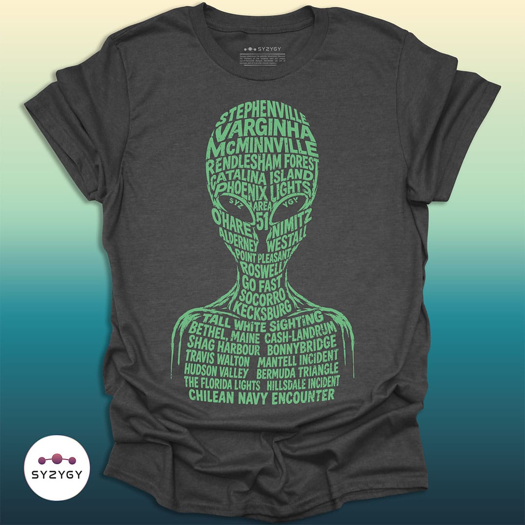 Syzygy Supply T-Shirt Dark Heather Grey / S The Encounter Index T-shirt Space Aliens UFO Apparel
