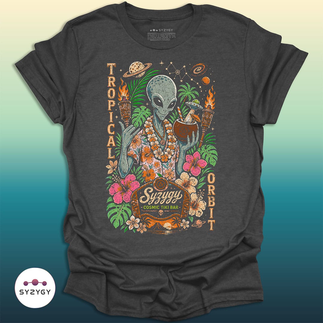 Syzygy Supply T-Shirt Dark Heather Grey / S Tropical Orbit T-shirt Space Aliens UFO Apparel