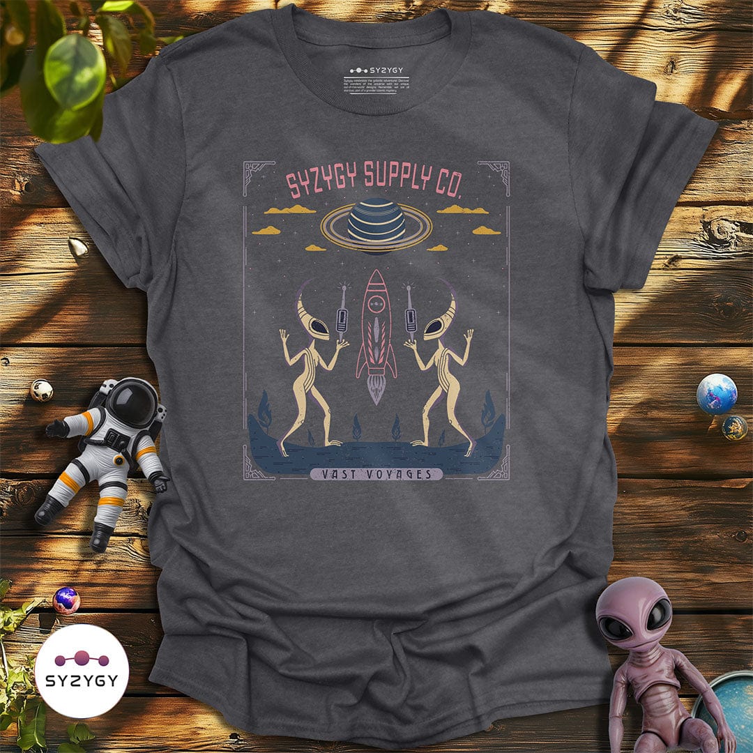 Syzygy Supply T-Shirt Dark Heather Grey / S Vast Voyages T-shirt Space Aliens UFO Apparel