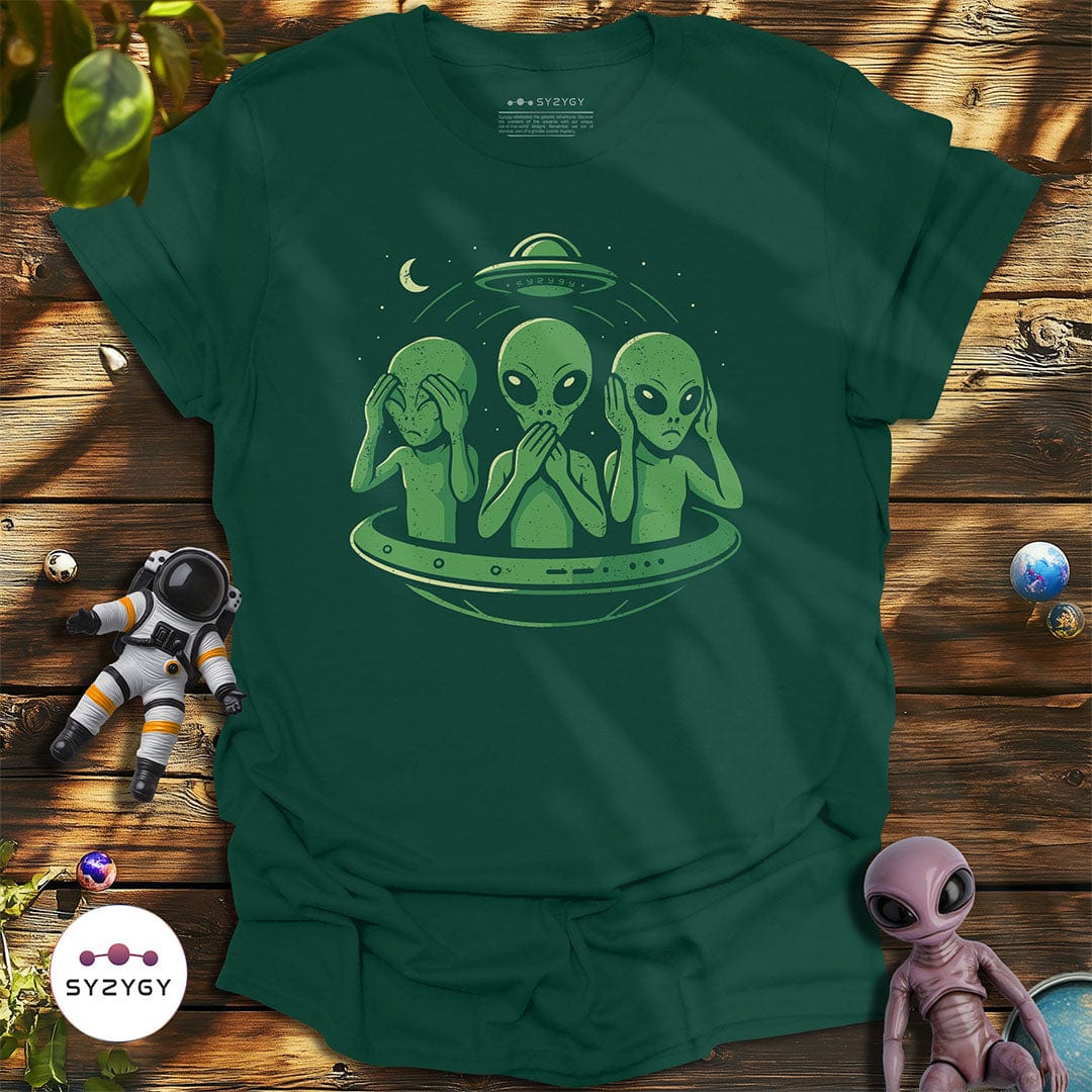 Syzygy Supply T-Shirt Forest Green / S Observe, Don't Disturb T-shirt Space Aliens UFO Apparel