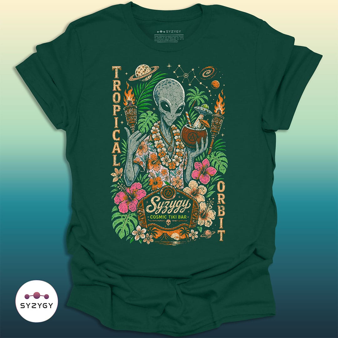 Syzygy Supply T-Shirt Forest Green / S Tropical Orbit T-shirt Space Aliens UFO Apparel