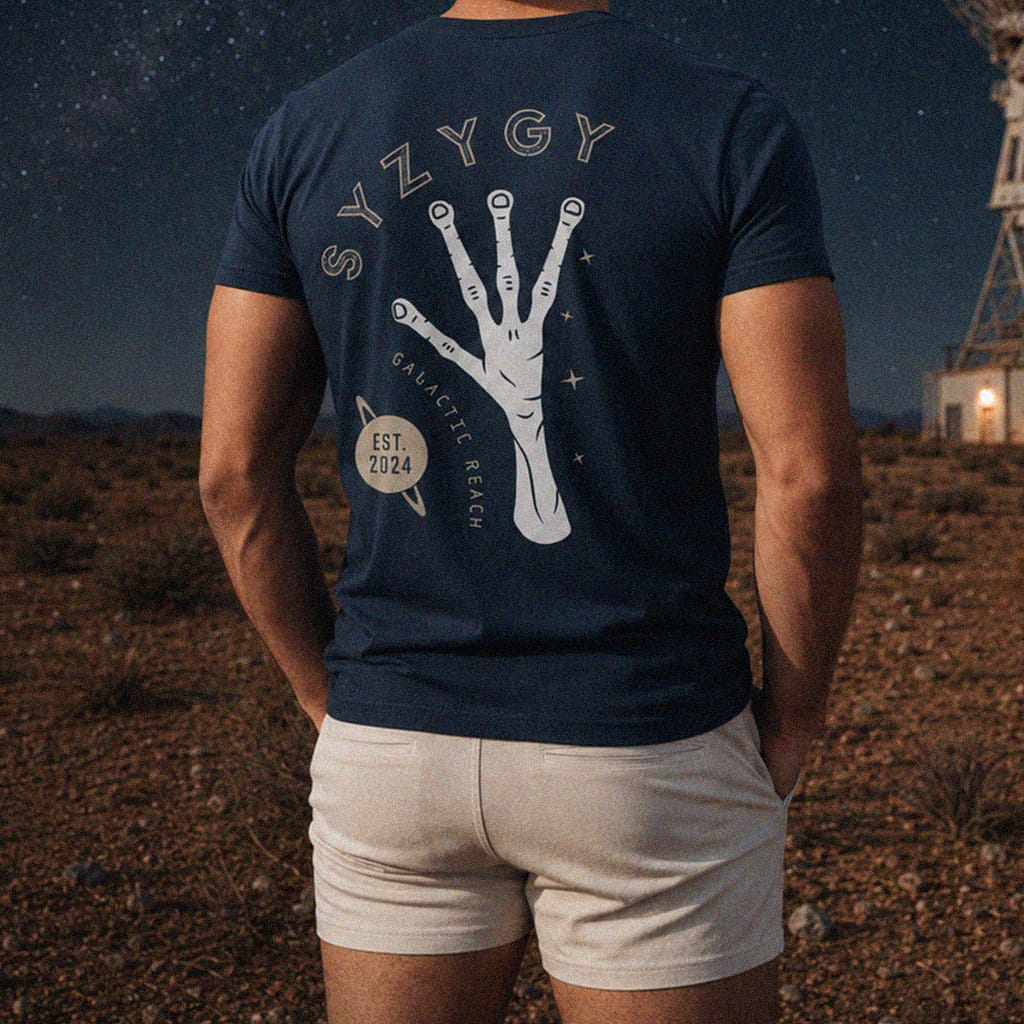 Syzygy Supply T-Shirt Galactic Reach T-shirt Space Aliens UFO Apparel