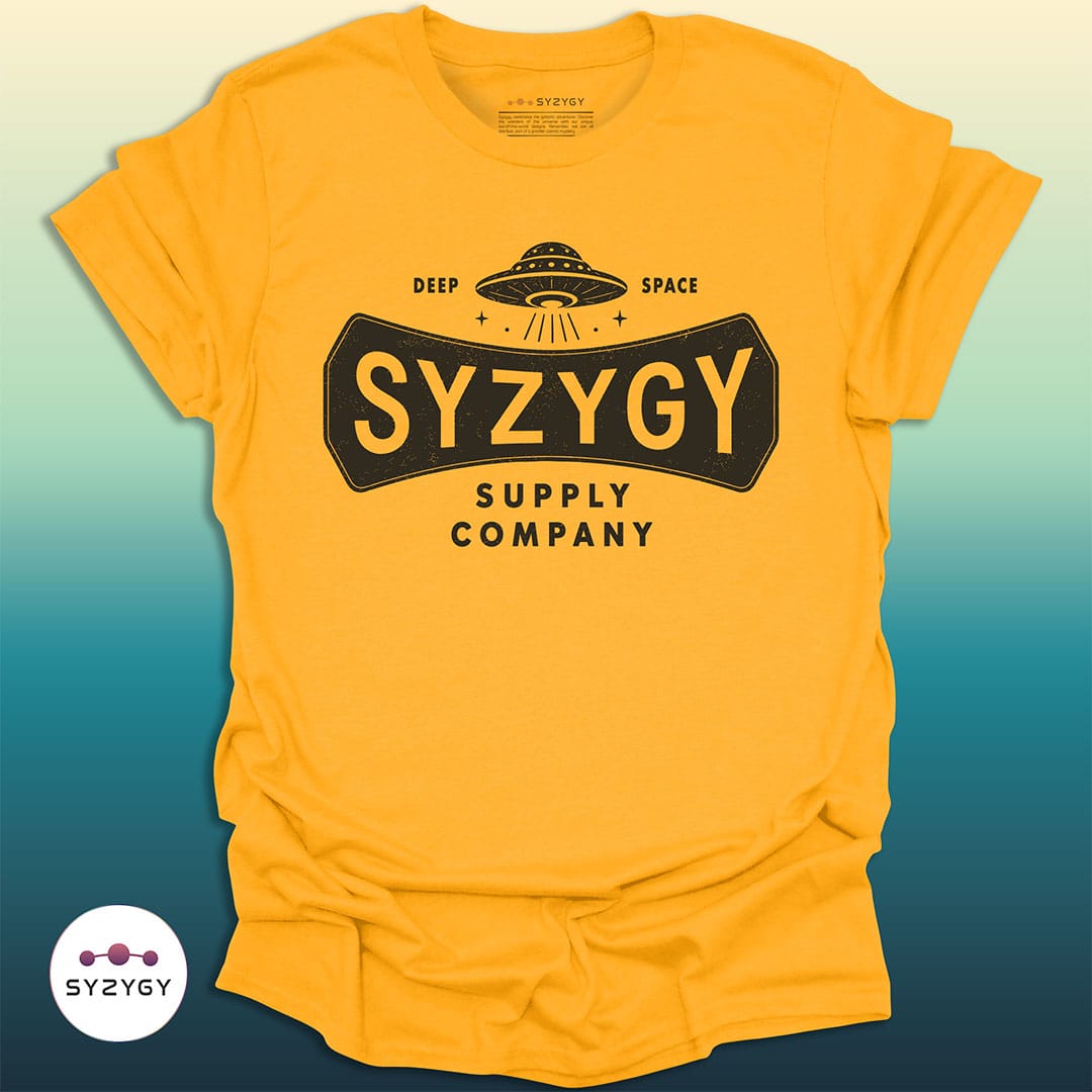 Syzygy Supply T-Shirt Gold / S Syzygy Deep Space Logo T-shirt Space Aliens UFO Apparel