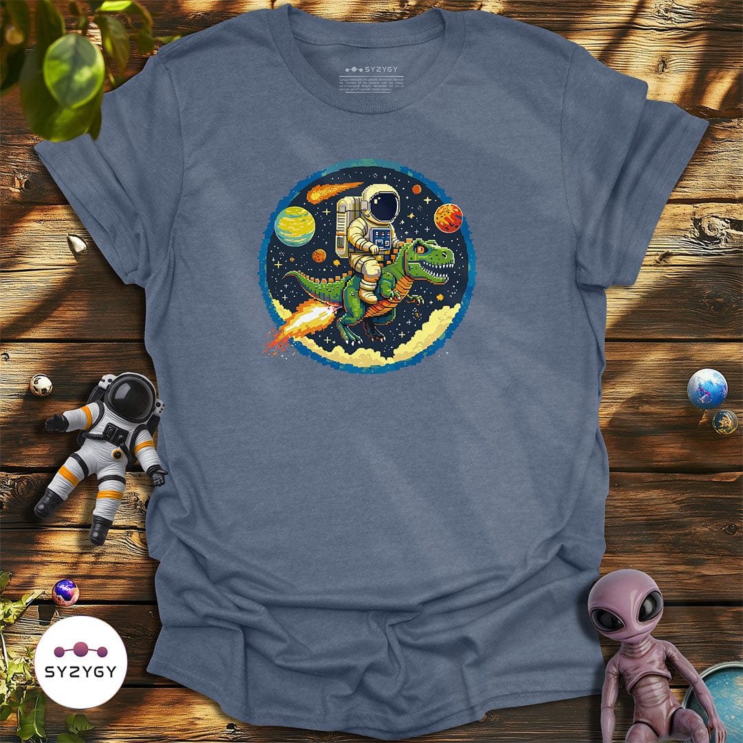 Syzygy Supply T-Shirt Heather Indigo / S Cosmic T-Rexpedition T-shirt Space Aliens UFO Apparel