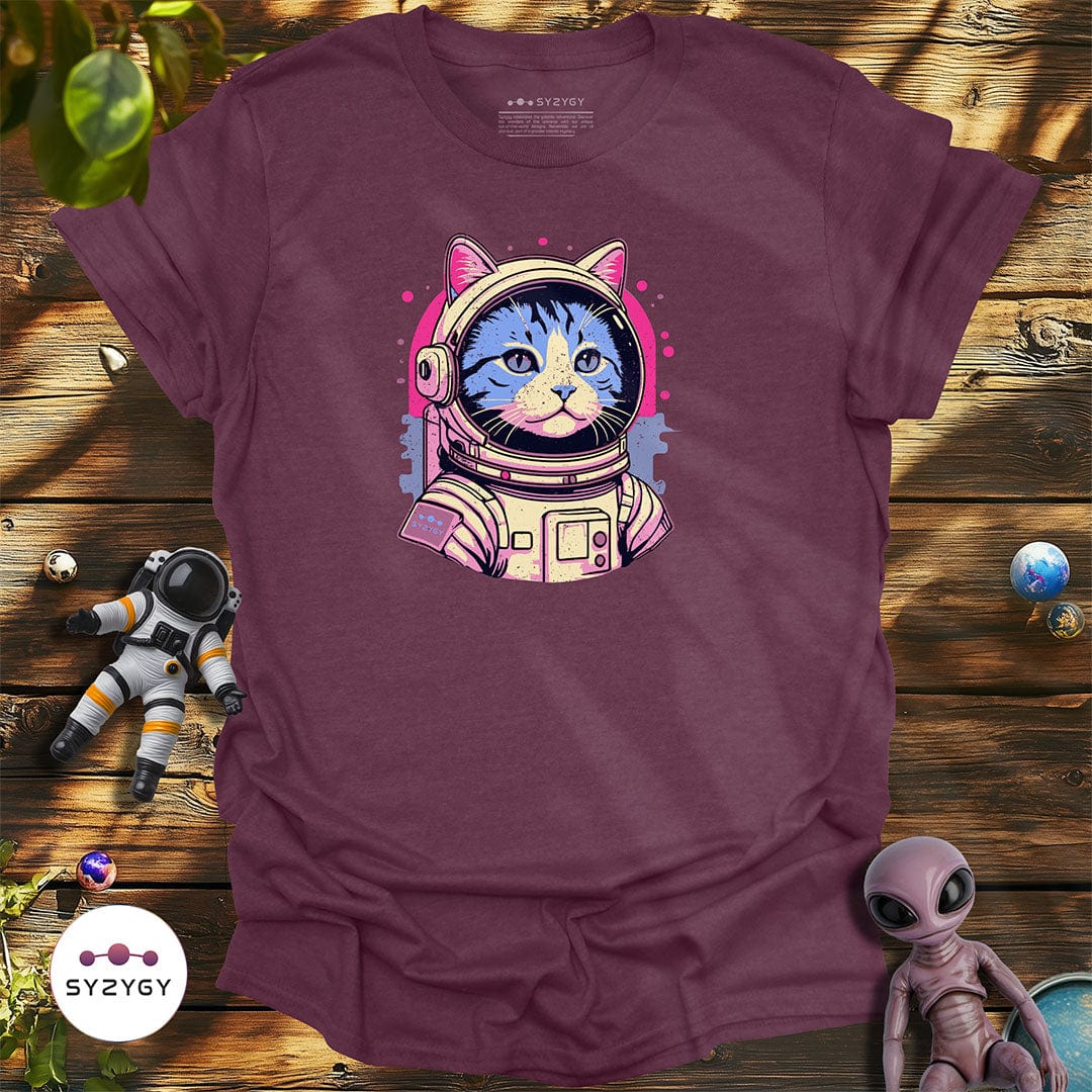 Syzygy Supply T-Shirt Heather Maroon / S Catstronaut T-shirt Space Aliens UFO Apparel