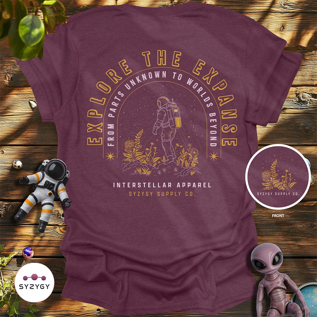 Syzygy Supply T-Shirt Heather Maroon / S Explore the Expanse T-shirt Space Aliens UFO Apparel