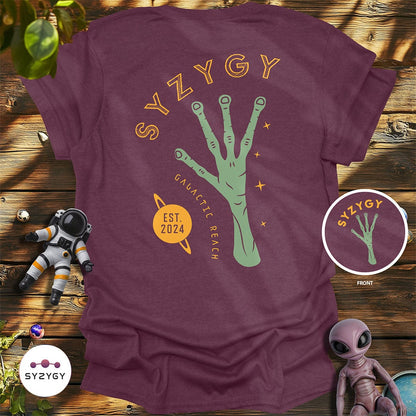 Syzygy Supply T-Shirt Heather Maroon / S Galactic Reach T-shirt Space Aliens UFO Apparel