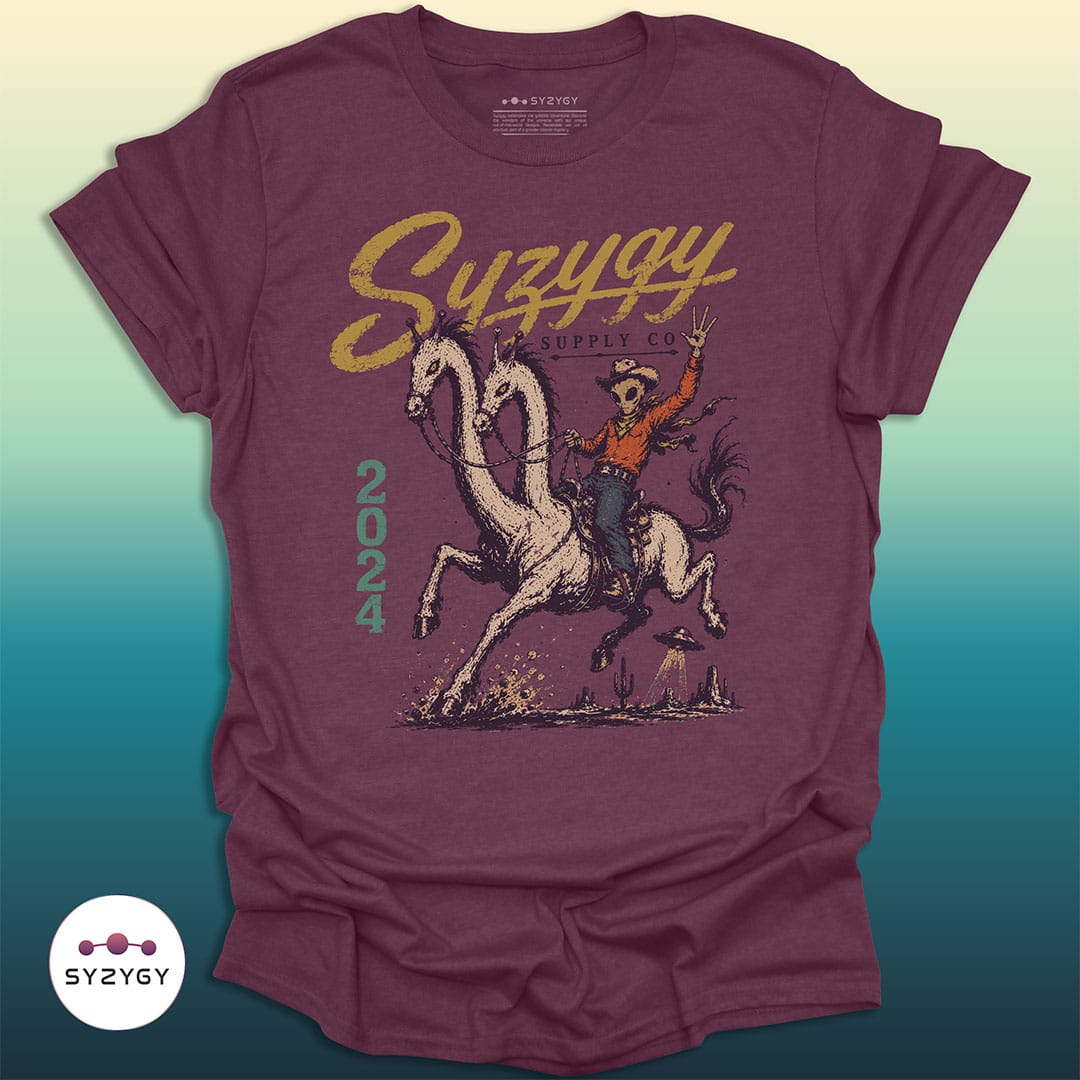 Syzygy Supply T-Shirt Heather Maroon / S Star Ranch Rider T-shirt Space Aliens UFO Apparel