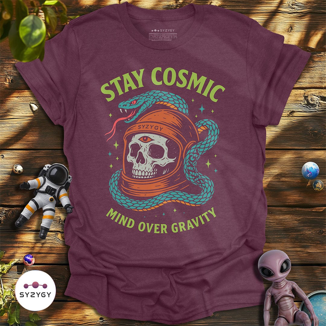 Syzygy Supply T-Shirt Heather Maroon / S Stay Cosmic T-shirt Space Aliens UFO Apparel