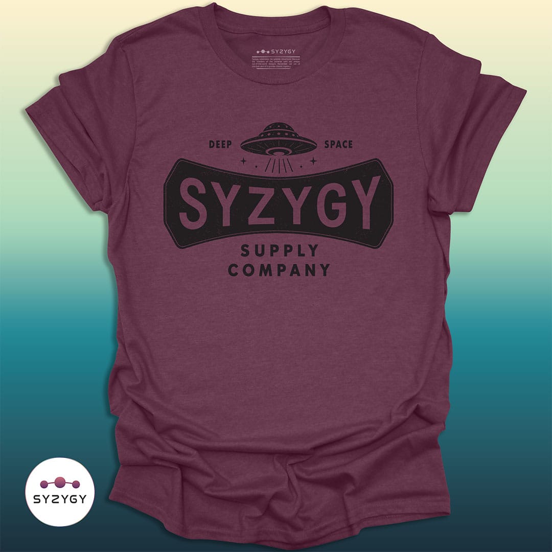 Syzygy Supply T-Shirt Heather Maroon / S Syzygy Deep Space Logo T-shirt Space Aliens UFO Apparel
