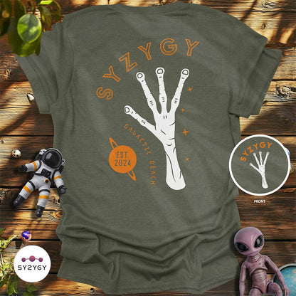 Syzygy Supply T-Shirt Heather Military Green / S Galactic Reach T-shirt Space Aliens UFO Apparel