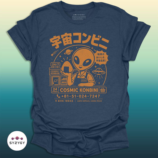 Syzygy Supply T-Shirt Heather Navy / S Cosmic Konbini T-shirt Space Aliens UFO Apparel