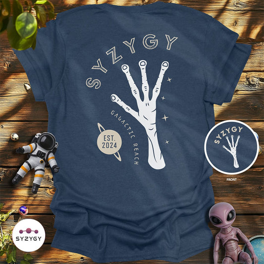 Syzygy Supply T-Shirt Heather Navy / S Galactic Reach T-shirt Space Aliens UFO Apparel