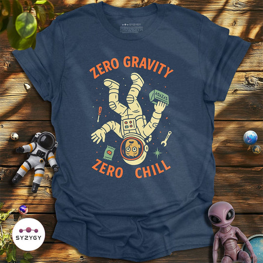 Syzygy Supply T-Shirt Heather Navy / S Zero Gravity, Zero Chill T-shirt Space Aliens UFO Apparel