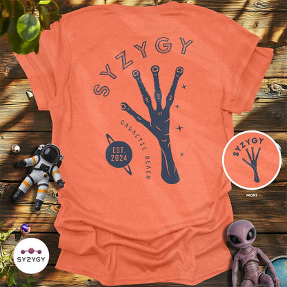 Syzygy Supply T-Shirt Heather Orange / S Galactic Reach T-shirt Space Aliens UFO Apparel