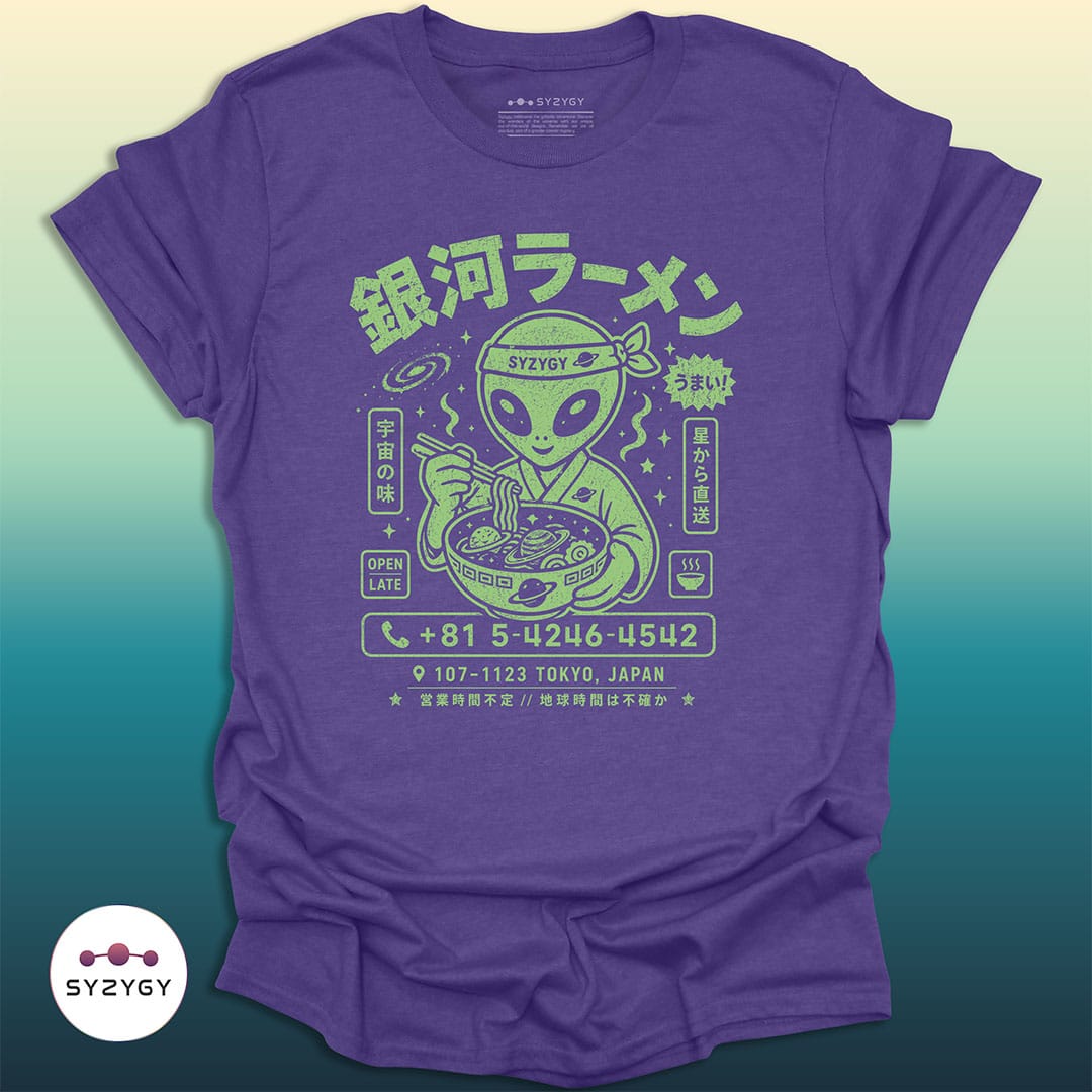 Syzygy Supply T-Shirt Heather Purple / S Galactic Ramen T-shirt Space Aliens UFO Apparel