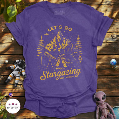 Syzygy Supply T-Shirt Heather Purple / S Let's Go Stargazing T-shirt Space Aliens UFO Apparel