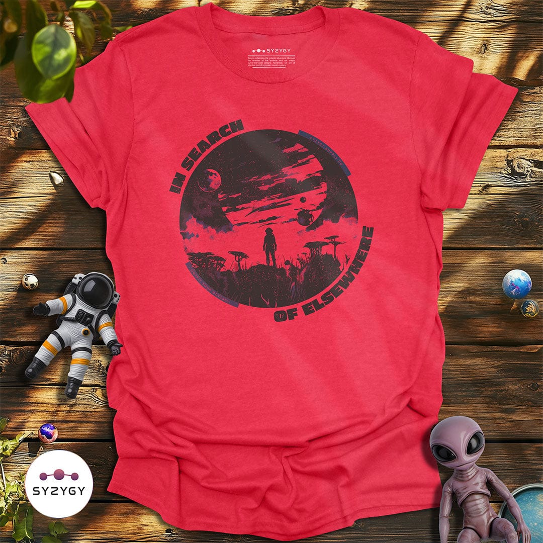 Syzygy Supply T-Shirt Heather Red / M In Search of Elsewhere T-shirt Space Aliens UFO Apparel