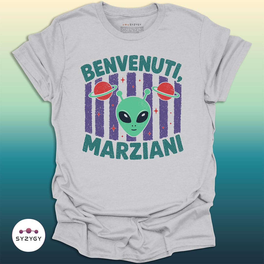 Syzygy Supply T-Shirt Ice Grey / M Benvenuti Marziani T-shirt Space Aliens UFO Apparel