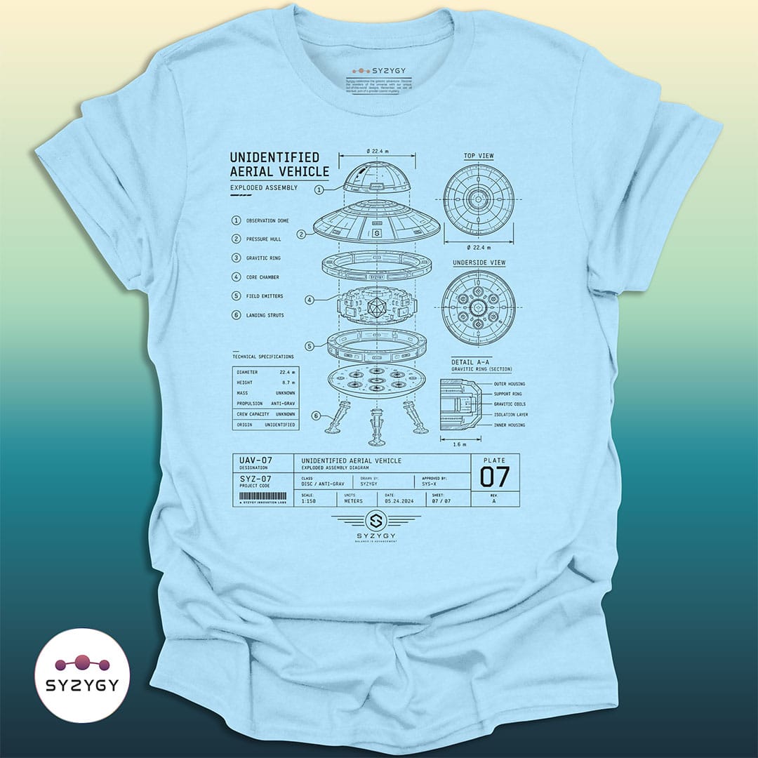 Syzygy Supply T-Shirt Light Blue / S Aerial Object No. 07 Space Aliens UFO Apparel