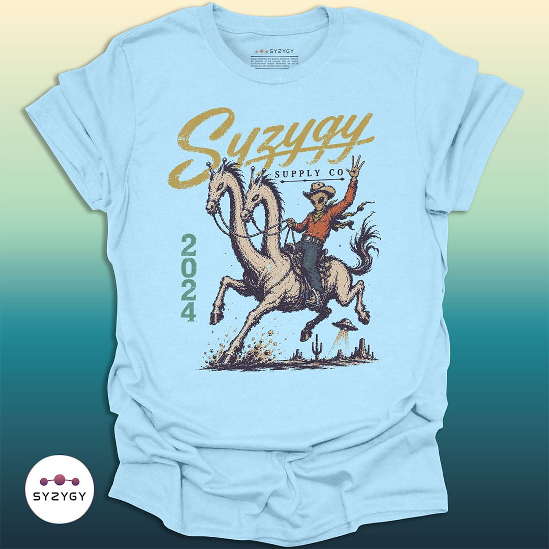 Syzygy Supply T-Shirt Light Blue / S Star Ranch Rider T-shirt Space Aliens UFO Apparel