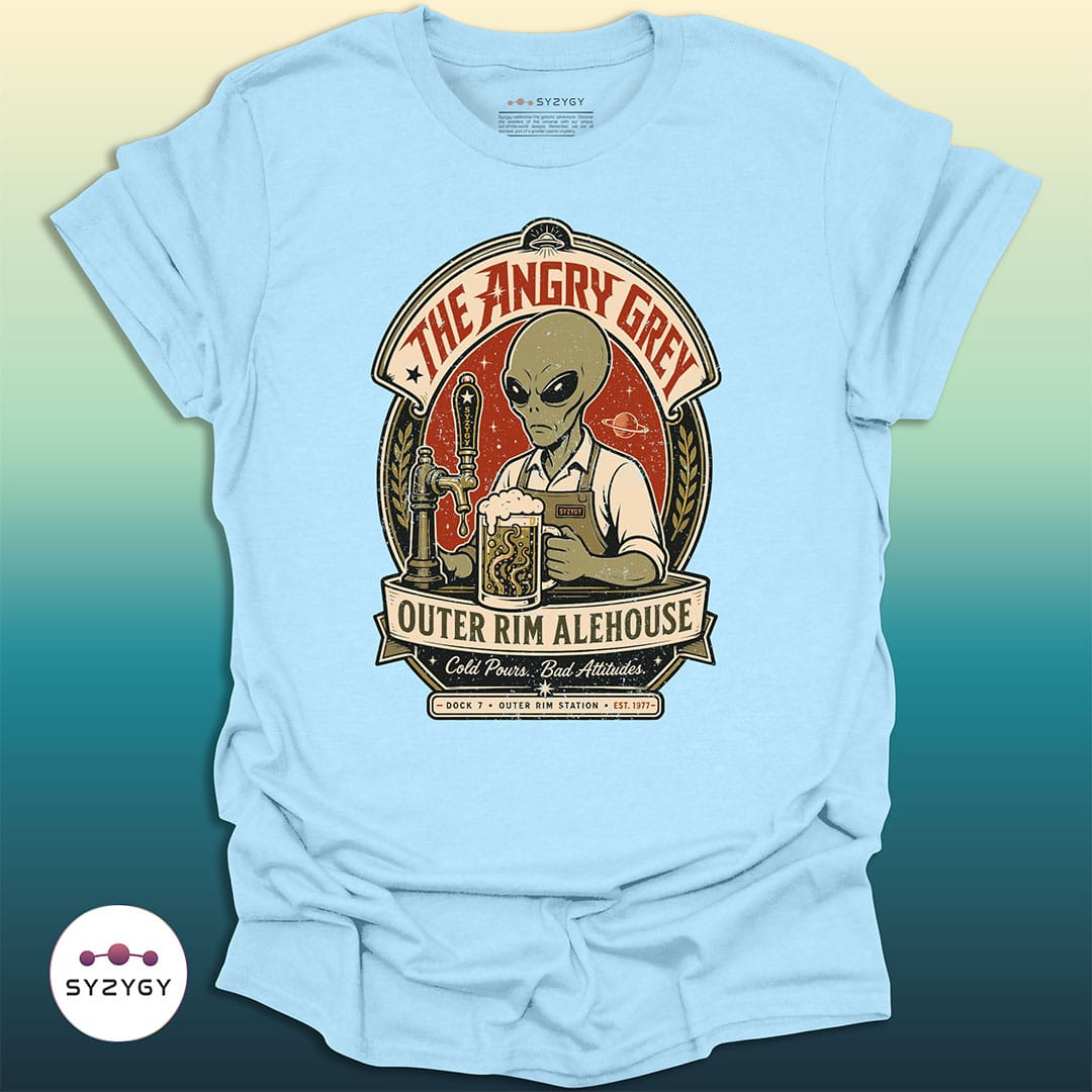 Syzygy Supply T-Shirt Light Blue / S The Angry Grey Alehouse Space Aliens UFO Apparel