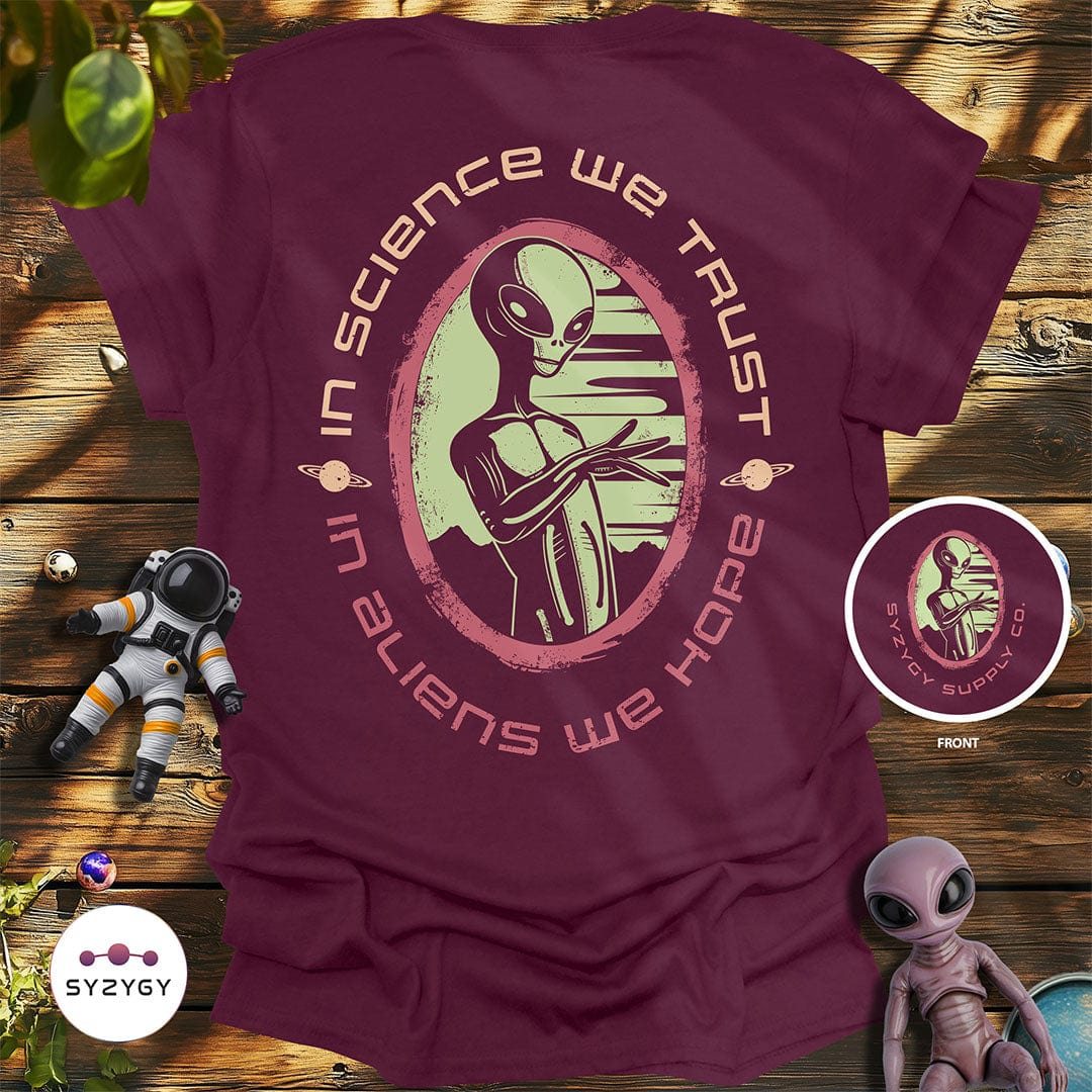 Syzygy Supply T-Shirt Maroon / S Believer's Creed T-shirt Space Aliens UFO Apparel