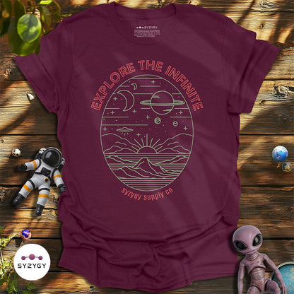 Syzygy Supply T-Shirt Maroon / S Explore the Infinite T-shirt Space Aliens UFO Apparel