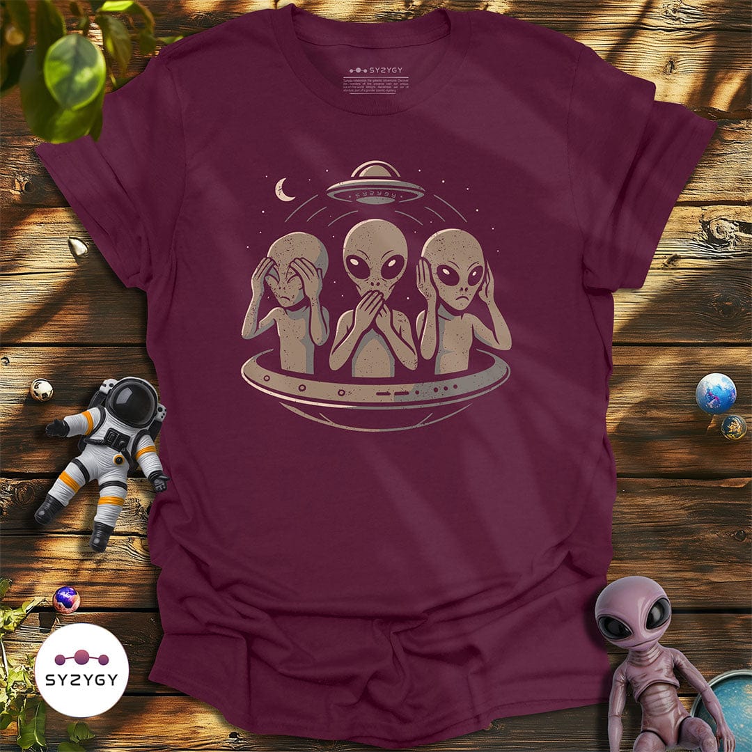 Syzygy Supply T-Shirt Maroon / S Observe, Don't Disturb T-shirt Space Aliens UFO Apparel