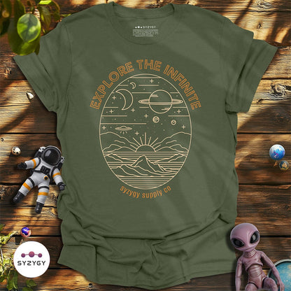 Syzygy Supply T-Shirt Military Green / S Explore the Infinite T-shirt Space Aliens UFO Apparel