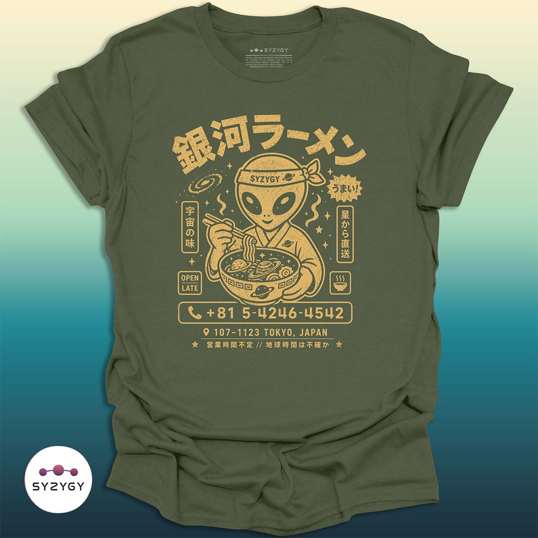 Syzygy Supply T-Shirt Military Green / S Galactic Ramen T-shirt Space Aliens UFO Apparel