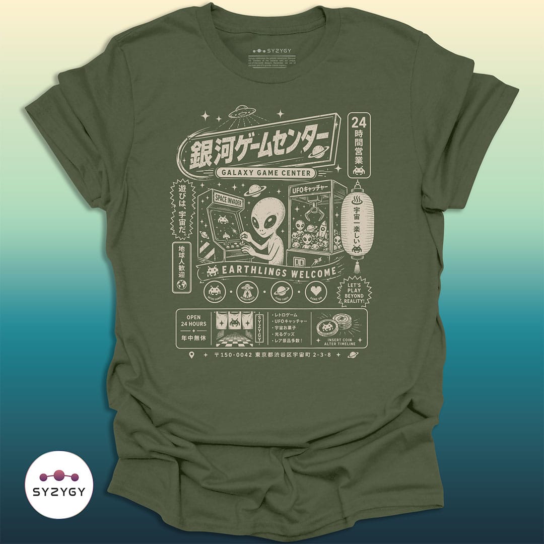Syzygy Supply T-Shirt Military Green / S Galaxy Game Center T-shirt Space Aliens UFO Apparel