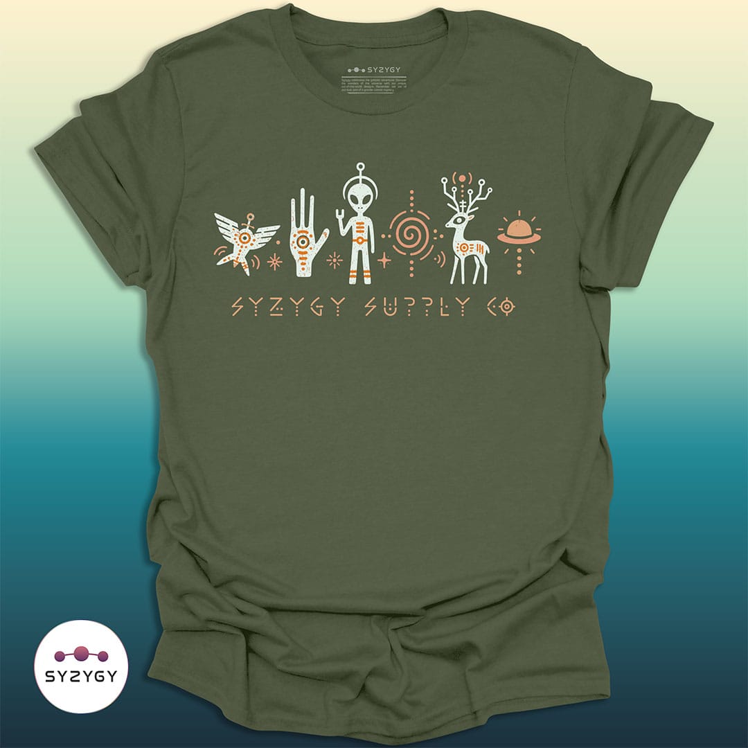 Syzygy Supply T-Shirt Military Green / S The First Sequence T-shirt Space Aliens UFO Apparel