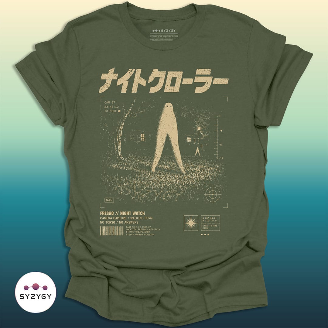 Syzygy Supply T-Shirt Military Green / S The Nightcrawler File T-shirt Space Aliens UFO Apparel