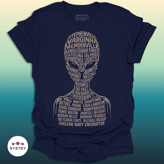 Syzygy Supply T-Shirt Navy / S The Encounter Index T-shirt Space Aliens UFO Apparel
