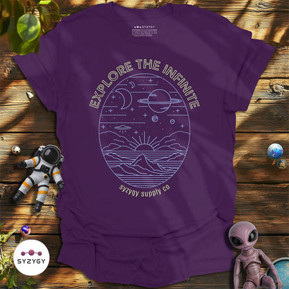 Syzygy Supply T-Shirt Purple / S Explore the Infinite T-shirt Space Aliens UFO Apparel