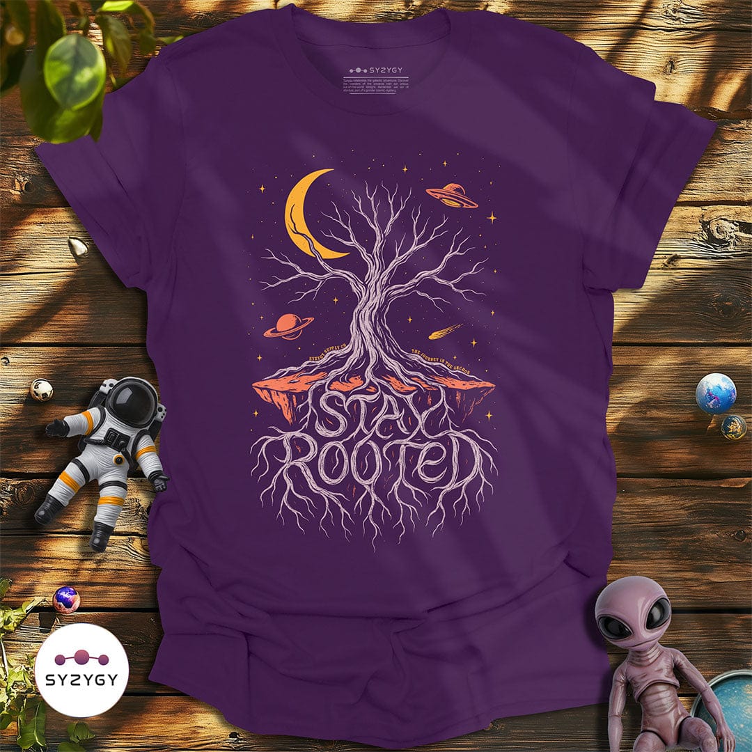 Syzygy Supply T-Shirt Purple / S Stay Rooted T-shirt Space Aliens UFO Apparel