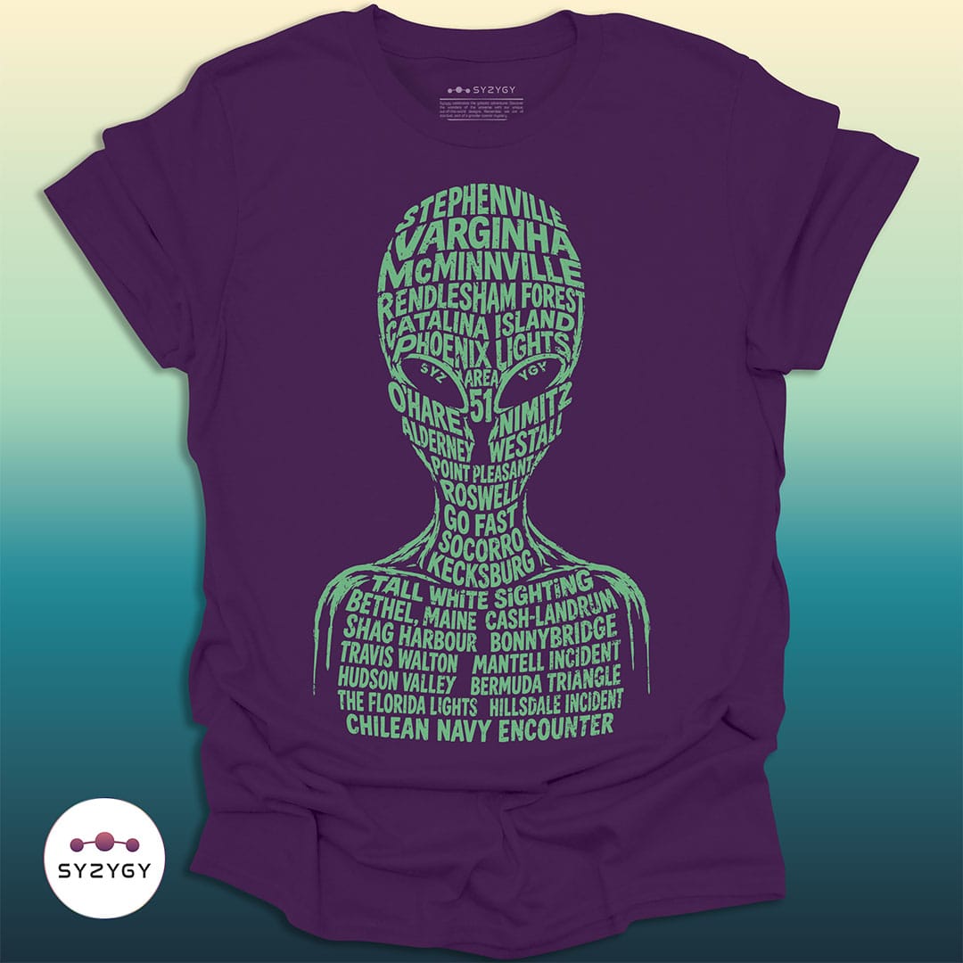 Syzygy Supply T-Shirt Purple / S The Encounter Index T-shirt Space Aliens UFO Apparel