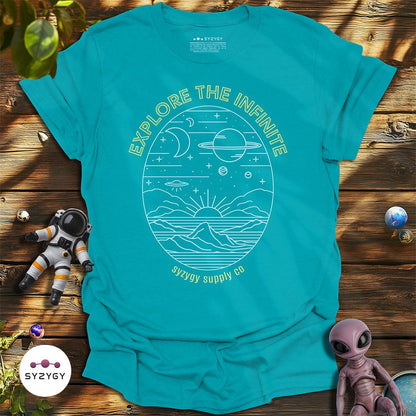 Syzygy Supply T-Shirt Tropical Blue / S Explore the Infinite T-shirt Space Aliens UFO Apparel